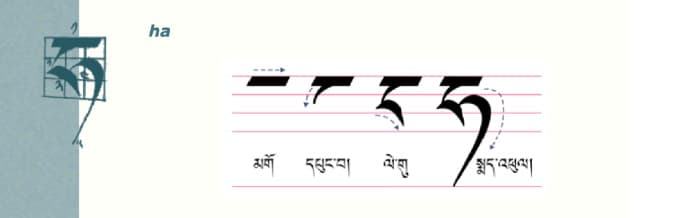 Calligraphy of tibetan letter ཧ༌ (ha)