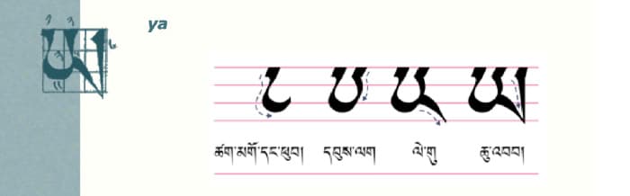 Calligraphy of tibetan letter ཡ༌ (ya)